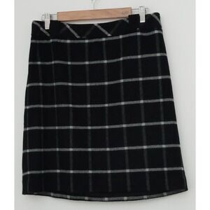 Talbots Skirt Women's Size 10 Black & White Plaid Windowpane Lined Zip Up Preown